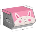 thumbnail image 5 of SONGMICS Caja Almacenaje Tela Infantil, Caja Organizadora Plegable, Juego de 3, Apilables con Asas, Tapa Magnética, para Habitación de Niños, Conejo Gato León, Rosa, Azul, Verde y Gris, 5 of 5
