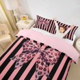 thumbnail image 2 of spefrowx Chic Leopard Print Bow Duvet Cover Queen for Teens, Fashion Stripe Abstract Queen Bedding, Pink Reversible, 3 Pieces, 1 Duvet Cover and 2 Pillowcases, 2 of 6
