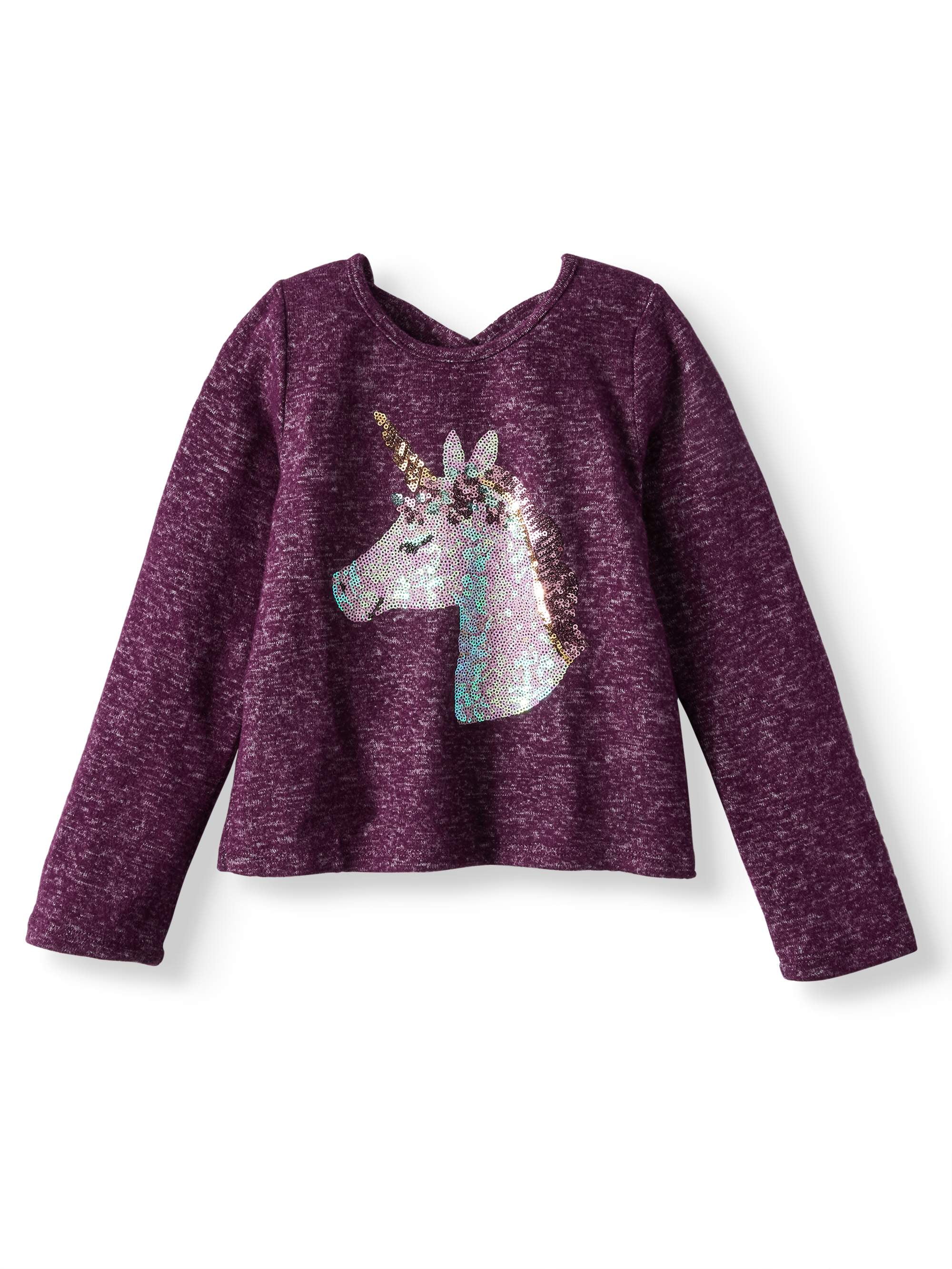 Sequin Unicorn Sweater Knit Top (Little Girls) - Walmart.com