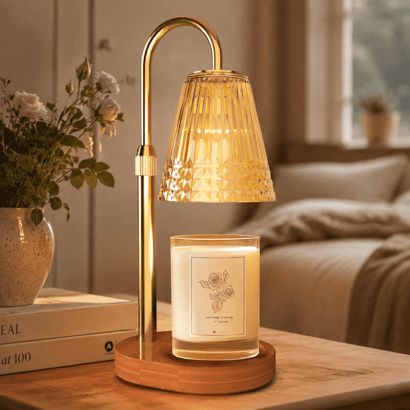 Candle Warmer Lamp Electric Timer, Candles Warming Light Height Adjustable Dimmable Warmers Flower Lamps No Flame Heat Warm Melt Wax Jar Modern Home Decor Table Lights for Home Living Bedroom