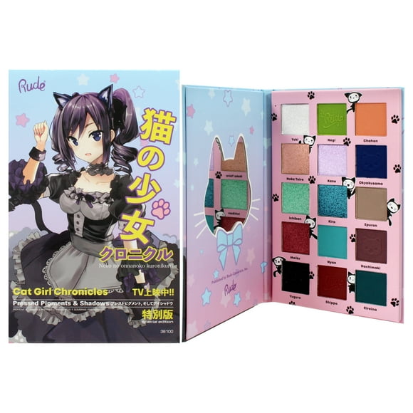 Manga Collection Pressed Pigments and Shadows Palette - Cat Girl Chronicles by Rude Cosmetics for Women - 0.77 oz Palette