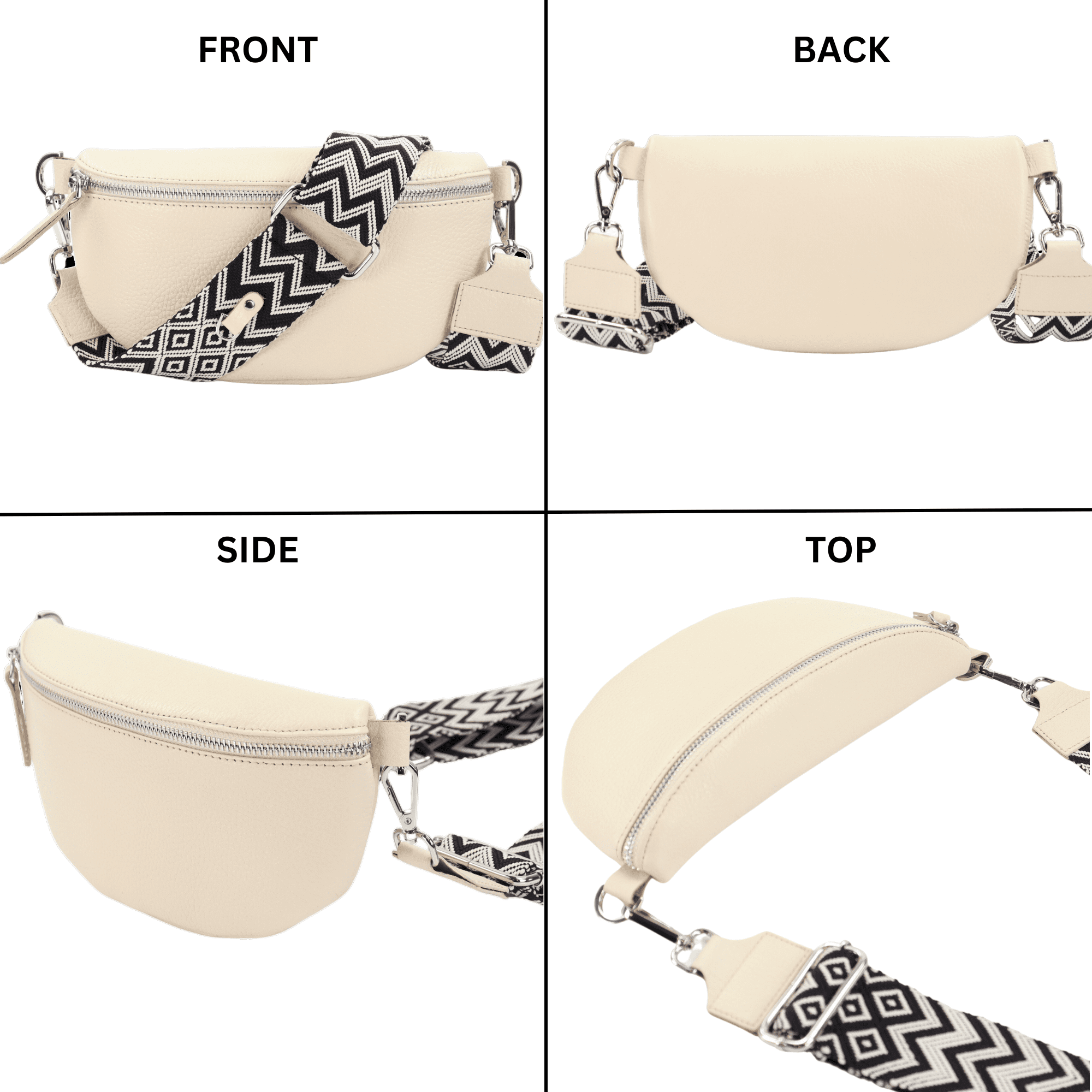 Crossbody Bags for Women Trendy, Genuine Leather Small Sling Bag, Fanny Packs with 2 Detachable Straps - Wide and Leather