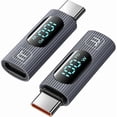 thumbnail image 1 of wonima11 USB C Adapter, 2-Pack 100W Female to Male Extension with Power Meter Tester & Digital Display for iPad Pro, iPhone 16/15 Pro Max, MacBook Pro, Laptop (Grey), 1 of 1
