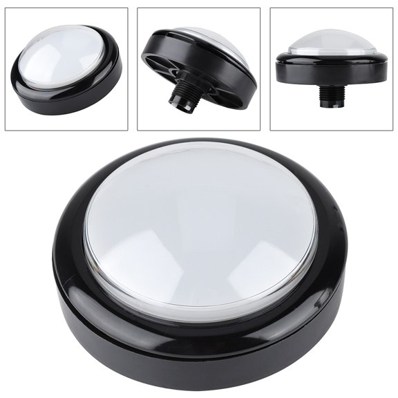 Riousery Botón Pulsador Circular Grande De 100mm (10 cm / 3.93 inches) Con Luz LED Para Máquina De Arcade Y Videojuegos, Color Blanco, Respuesta Rápida Y Durabilidad