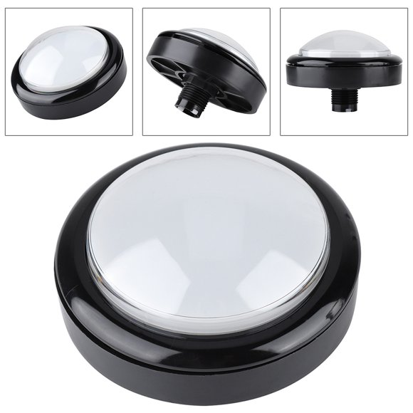 Riousery Botón Pulsador Circular Grande De 100mm (10 cm / 3.93 inches) Con Luz LED Para Máquina De Arcade Y Videojuegos, Color Blanco, Respuesta Rápida Y Durabilidad