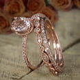 thumbnail image 2 of Sale 2 carat Antique Design Oval Shape Morganite & Diamond Trio Ring Set in 10k Rose Gold, 2 of 3