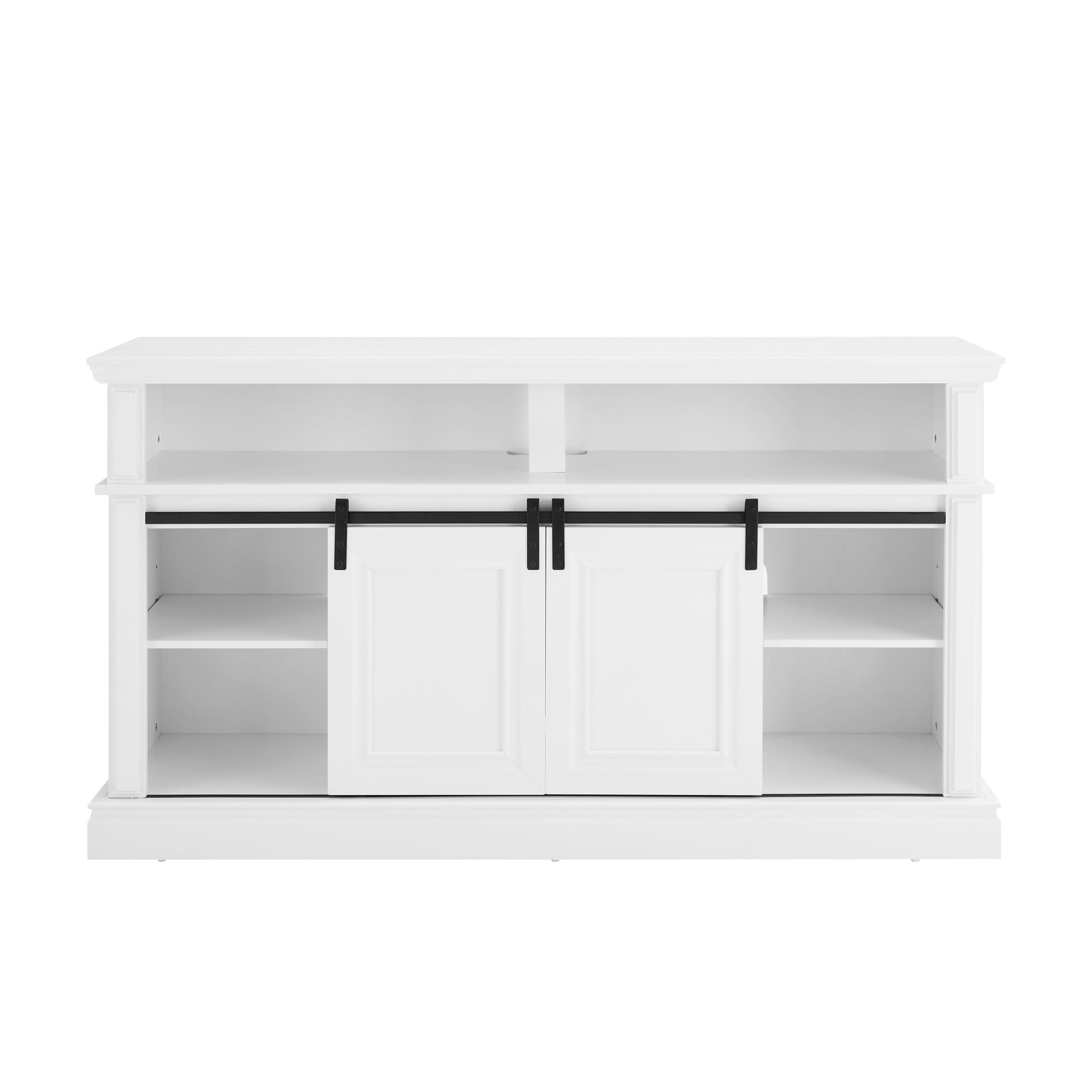 DEALTOPS Mid Century TV Stand Console Table with Spacious Space and Sliding Doors for TVs Up to 65'', Antique White