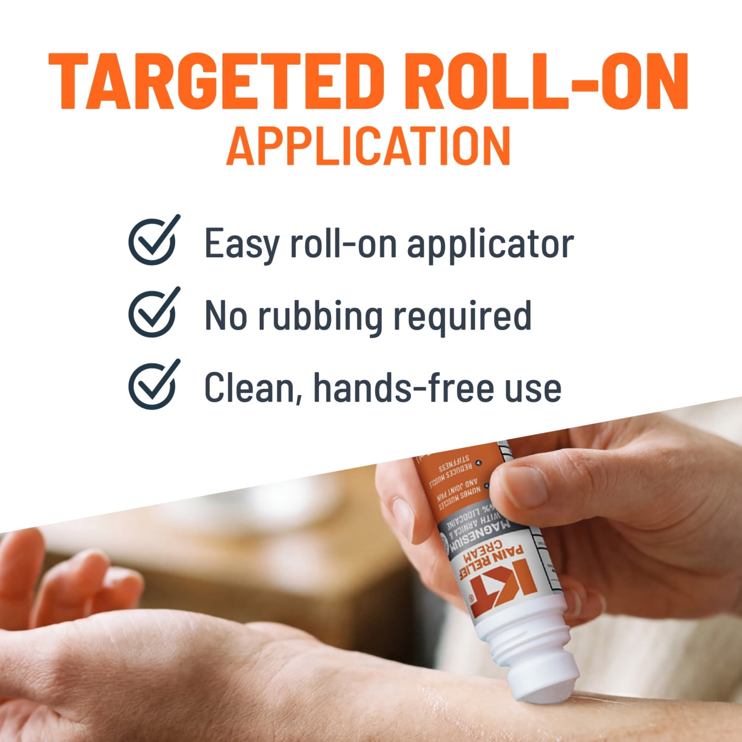 KT Pain Relief Cream Roll-on Magnesium with Arnica & 4% Lidocaine, 2.5 fl oz