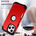 thumbnail image 2 of Dteck for iPhone 16 Pro Max with Wrist Strap, 3 in 1 Full Body Rugged Shockproof Slim Hybrid Heavy Duty Hard PC Cover Soft Silicone Rugged Bumper Protective Case, Red, 2 of 5