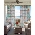 thumbnail image 4 of Beach Coastal Blackout Curtains 45 Inches Long, Summer Coral Starfish Nautical Ocean Retro Thermal Insulated Black Out Curtains, Small Darken Window Curtain Drapes for Cafe Bedroom 42"x45" 2 Panels, 4 of 9