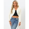 thumbnail image 2 of Unique Bargains Women's Ruffle Trim Long Sleeve Shrug Knit Open Front Cardigan S Apricot, 2 of 6