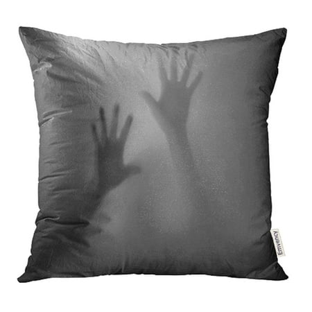 YWOTA Black Horror Shadow of Hands Behind Frosted Glass White Abuse Alien Back Blur Pillow Cases Cushion Cover 16x16 inch
