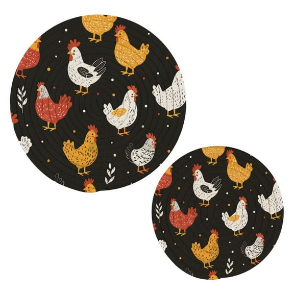 Cute Chicken Pot Holders Set Trivets Hot Pads Cotton Mats for Cooking