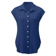 thumbnail image 4 of Diufon Women's Cotton Linen Shirts Cap Sleeve V-Neck Button Down Shirt Casual Loose Tee Blouse, 4 of 6