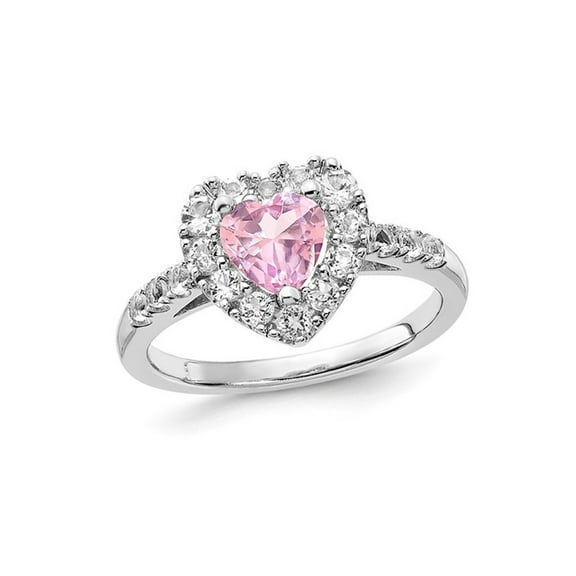1.67 Carat (Ctw) Lab-Created Pink Sapphire and White Topaz Heart Ring Sterling Silver