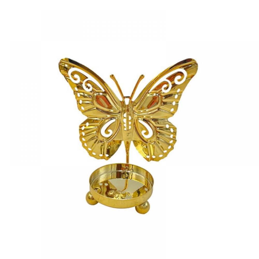 3PCS Iron Butterfly Candlestick,Light Luxury Butterfly Electroplated