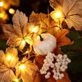 thumbnail image 5 of Lighted Fall Garland with White Berry Pumpkins, 6.56 FT Artificial Maple Leaf Vine with Warm White LED, for Fireplace Stairs Wall Wedding Party Decor, 5 of 7