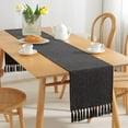 thumbnail image 2 of Ksopiavobs Rustic Table Runner with Tassels, Boho Farmhouse Halloween Table Runners 72 Inches Long for Holiday Party, Wedding and Dining Table Decor, 13x72 Inches, Black, 2 of 5