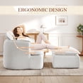 thumbnail image 5 of Timbernest Accent Chair with Ottoman, 47" Oversized Chaise Lounge Chair, Modern Corduroy Upholstered Armchair for Living Room, Dorm, Small Space, Beige, 5 of 9
