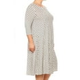 thumbnail image 2 of MOA Collection Women's Plus Size A-line Round Neck 3/4 Sleeves Polka Dot Dress, 2 of 4