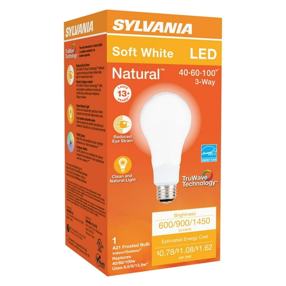 Sylvania 40777 Natural A21 3 Way LED Light Bulb, 13.5 Watts