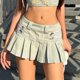 thumbnail image 5 of Minifaldas de mezclilla Casual Lady Jeans A line Falda plisada Bottoms femeninos (Azul M) FLhrweasw Para estrenar, 5 of 8