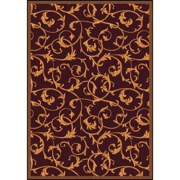 Joy Carpets Any Day Matinee Acanthus 5'4" x 7'8" Area Rug in Color Burgundy