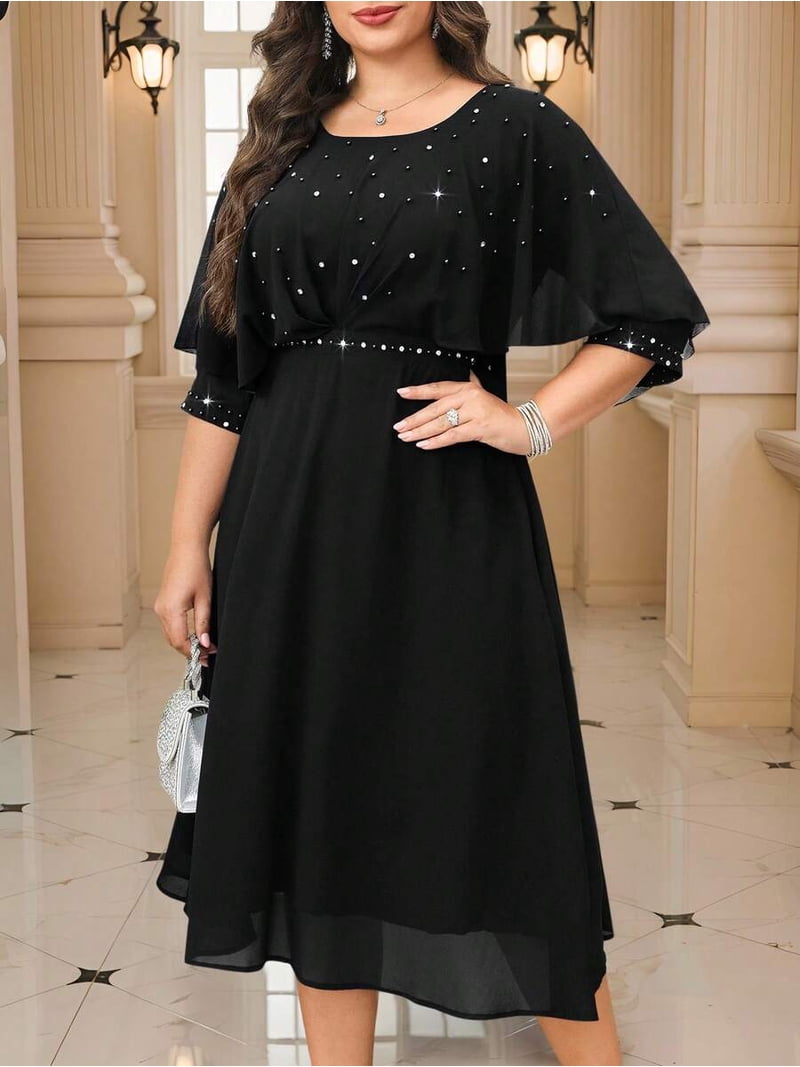 black embellished party dress Strapless Crystal Pearl Embellished Dress Black