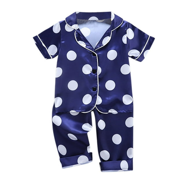 Hiiyo Pyjama pour Filles, Chemise à Manches Courtes à Pois, Pantalon de Nuit