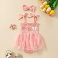 thumbnail image 5 of 2DXuixsh Girls' Rompers Floral Summer Outfits Gifts Cute Baby Clothes Baby Girl Outfit One Year Old Tutu Tulle Romper Dress Girls First Birthday Dresses Pink Size 18M, 5 of 9