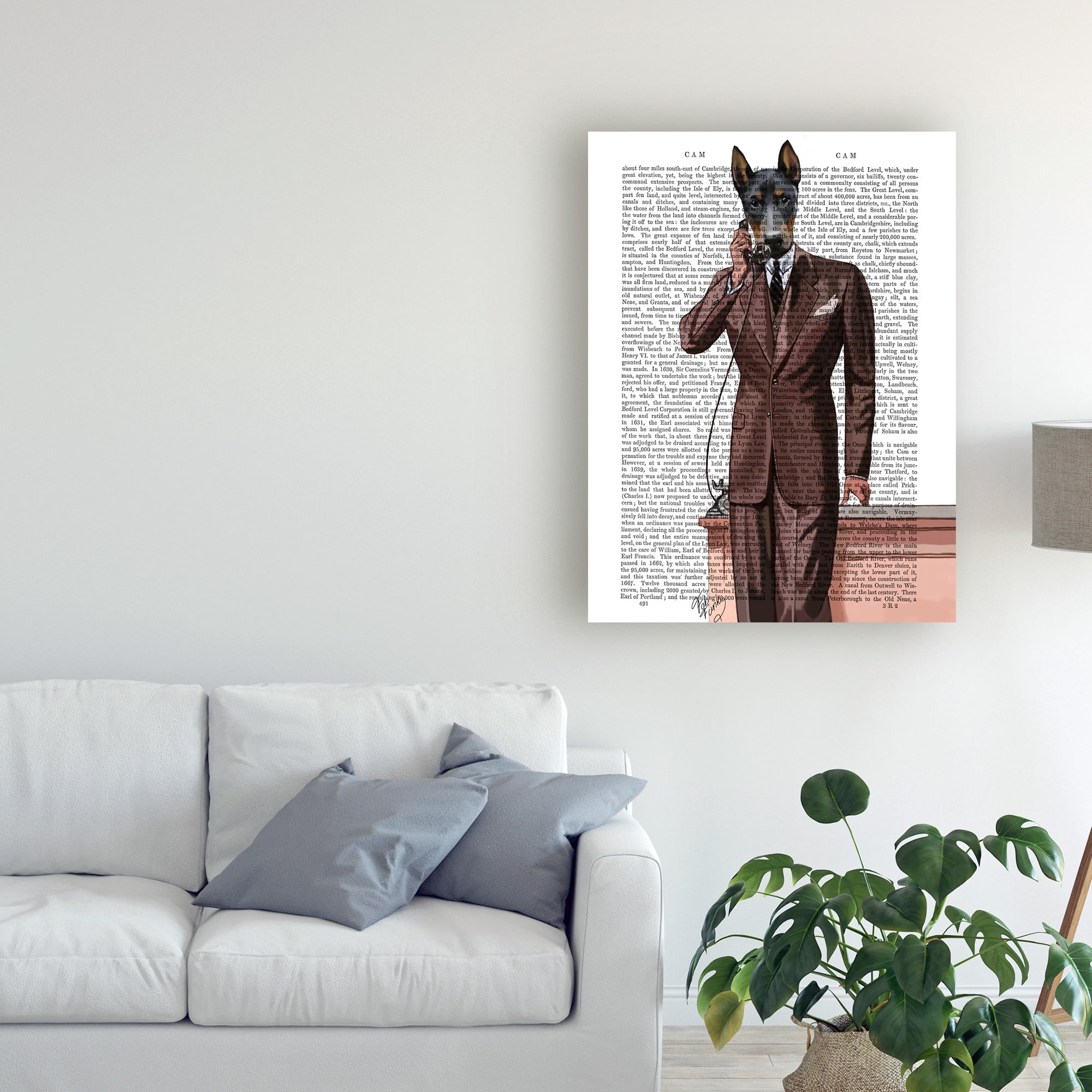 Trademark Fine Art 'Doberman on Phone' Canvas Art by Fab Funky