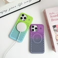 thumbnail image 4 of Gradient Two Color Honeycomb Heat Hole Case, Magnetic Suction, Raised Lens Protection, Large Hole Lens, Drop Proof, for iPhone 15 14 13 12 11 Pro Max Plus Phone Case (P3,iPhone 15), 4 of 8