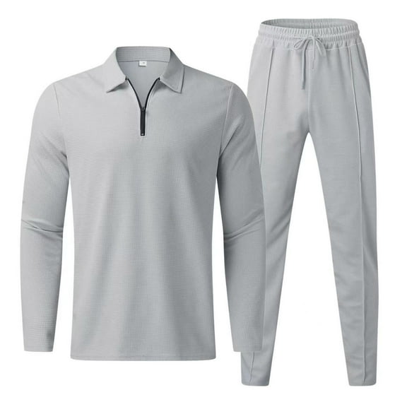 Aofany Mens Jogging Tracksuits Sets Turn-down Collar Zipper Sweatsuits Long Sleeve Tops And Sweatpants Suits