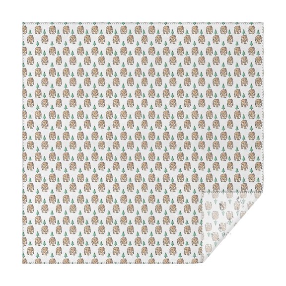 White Bigfoot and Pine Tree Pattern Square Tablecloth,Waterproof Square Table Cover,Wipeable Spillproof Washable Table Cover for Home Kitchen Party Decor 42"X42"(107x107cm)