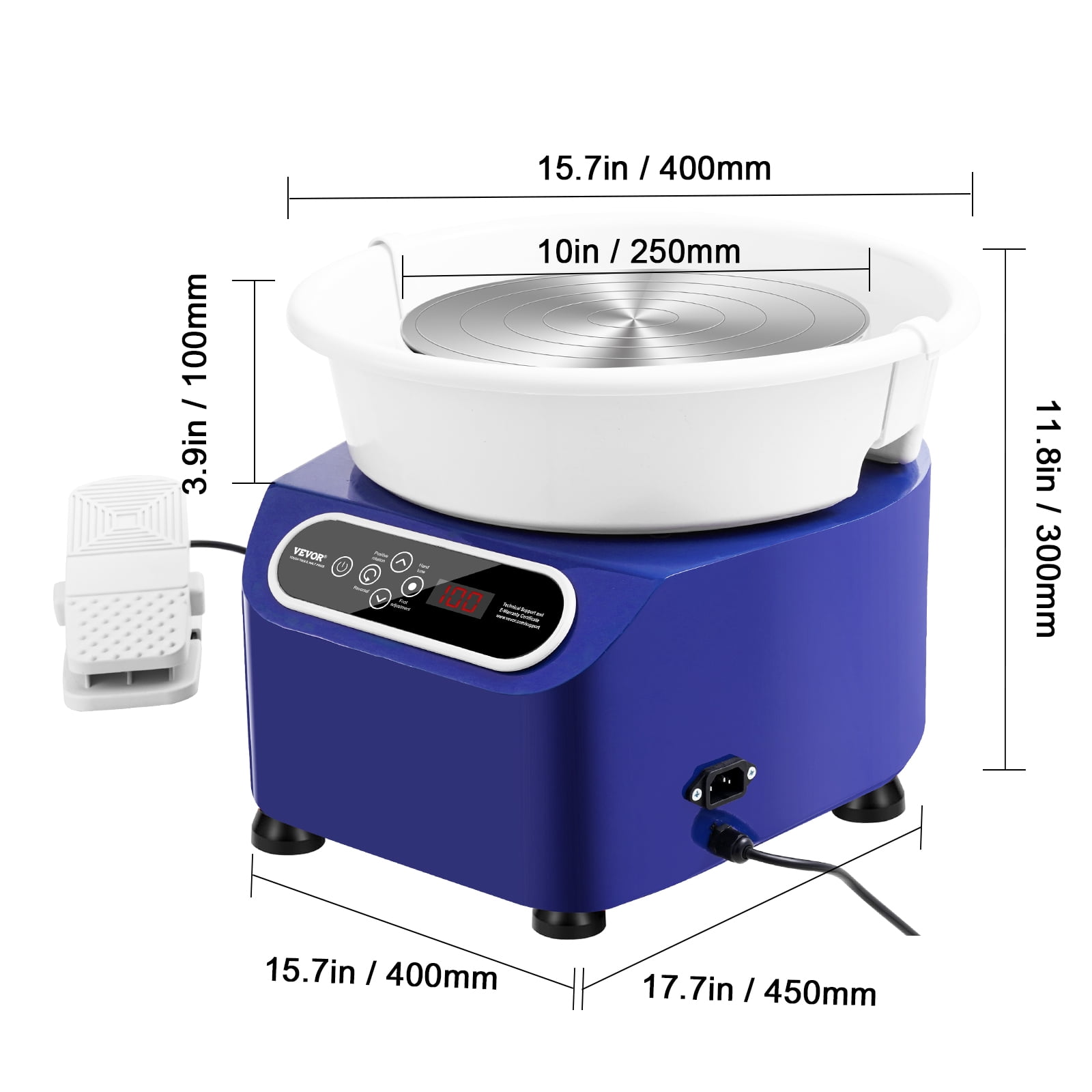 VEVOR Pottery Wheel, 10 inch Pottery Forming Machine, 350W Electric Wheel for Pottery with Foot Pedal and LCD Touch Screen, Direct Drive Ceramic Wheel with Shaping Tools for DIY Art Craft, Blue