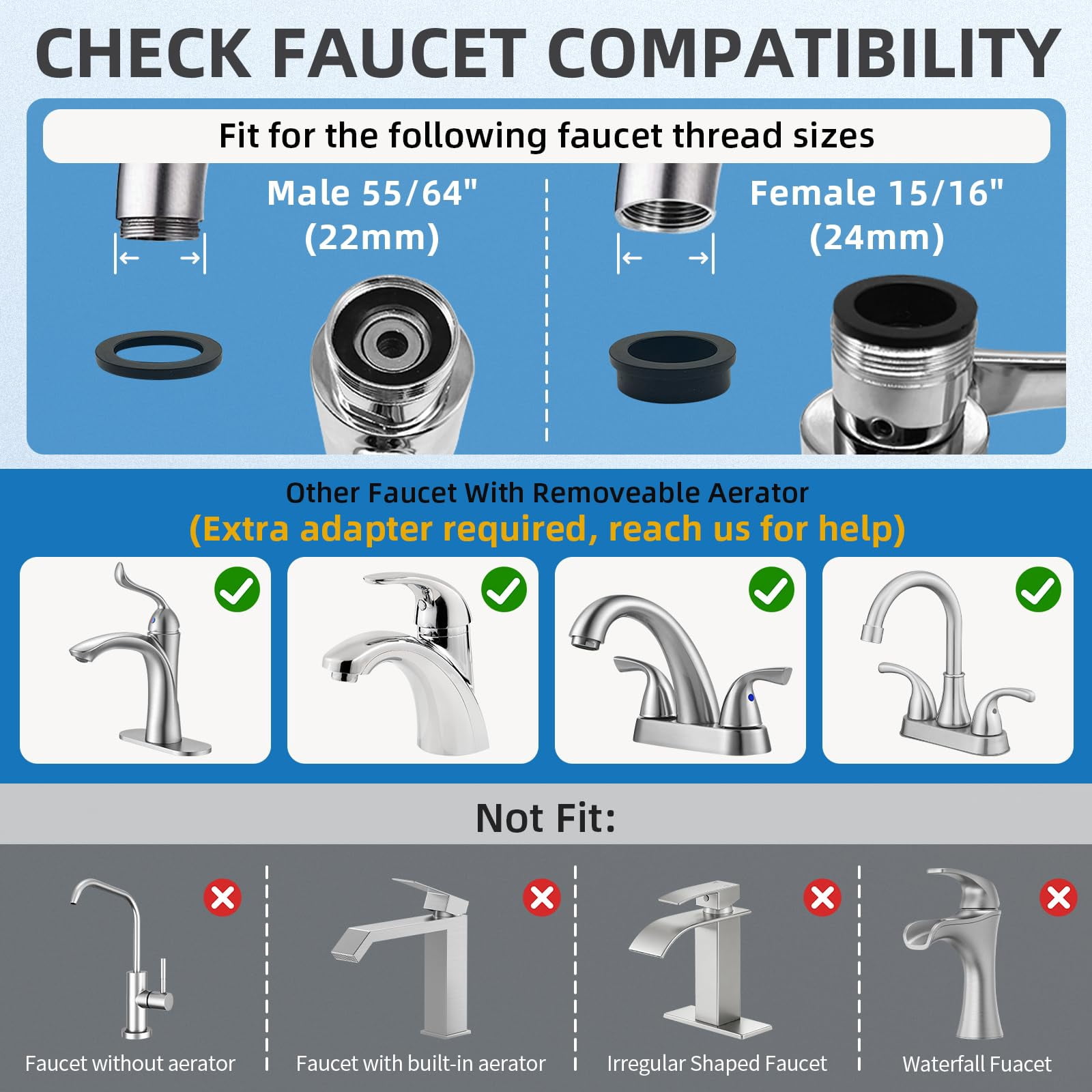 Water-filter For Sink-faucet Extender-aerator - 9pcs Cartridges Reduce Chlorine Bathroom/kitchen Skin Face Eye Wash Brass Faucet Mount Purifier System 1080°rotating 2-mode Swivel Aerator