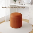 thumbnail image 3 of Orange Round Storage Ottoman Set of 2, Large Velvet Ottoman with Storage, Multifunctional Vanity Stool, Small Pouf Ottomans Foot Stool, Storage Stools for Living Room, Bedroom, 3 of 13