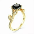 thumbnail image 3 of 2Ct Round Cut Simulated Black Diamond Women's Wedding Gift ring 14k Yellow Gold Plated, 3 of 3
