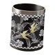 thumbnail image 2 of Cubo de basura redondo decorativo de doble capa con cubierta de cuero sintético para el hogar Negro con borde plateado, 2 of 9