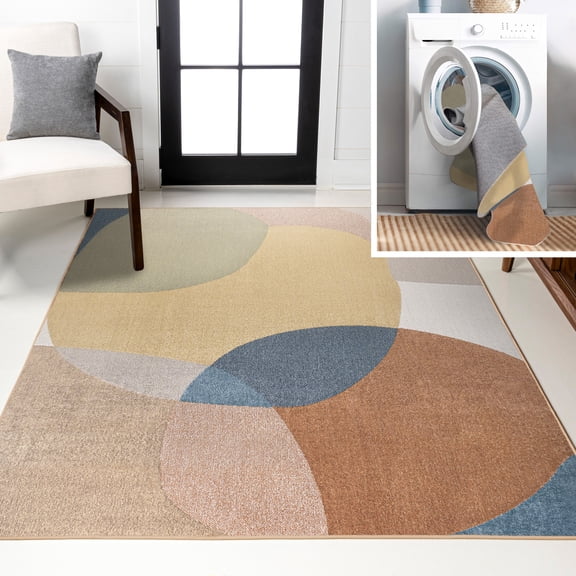 JONATHAN Y WASHABLE 5 x 8 Area Rug, Pebble Geometric - Multi, WSH307A-5