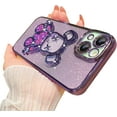 thumbnail image 2 of 6D Electroplated for iPhone 13 Case for Women Girls Luxury Liquid Quicksand Case with Camera Protector Glitter Sparkly Bear Slim Shockproof Rubber Protecive Case (Deep Purple), 2 of 10