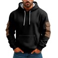 thumbnail image 2 of QHRMKOG Mens Hoodies Long Sleeve Sport Drawstring Hooded Sweatshirt with Pockets Winter Essentials Warm Shirt Trendy Pullover Top Black L, 2 of 4