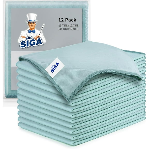 Ultra Fine Microfiber Cloths for Glass, Pack of 12, 35 x 40cm 13.7" x 15.7"