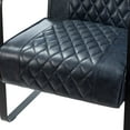 thumbnail image 6 of Accent Chair, PU Leather Upholstered Leisure Chair with Metal Frame and Tufted Backrest, Modern Single Sofa Chair Club Chair with Padded Cushion for Living Room, Office, Pub, Blue, 6 of 8