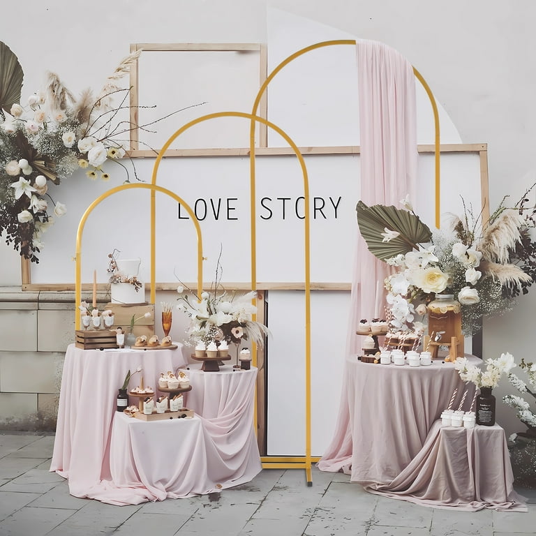 5.9ft+4.9ft+3.9ft) Three-Piece Gold Iron Wedding Arch Set 5.9ft+4.9ft+3.9ft) Three-Piece Gold Iron Wedding Arch Set