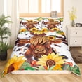 thumbnail image 2 of Highland Cow Sunflower Bedding Set King Adult Cow Print Duvet Cover Cowhide Cow Print Comforter Cover Wild Animal Bed Sets Western Decor Farmhouse Bull Cattle Bedspread Cover Bedroom Decor, 2 of 6