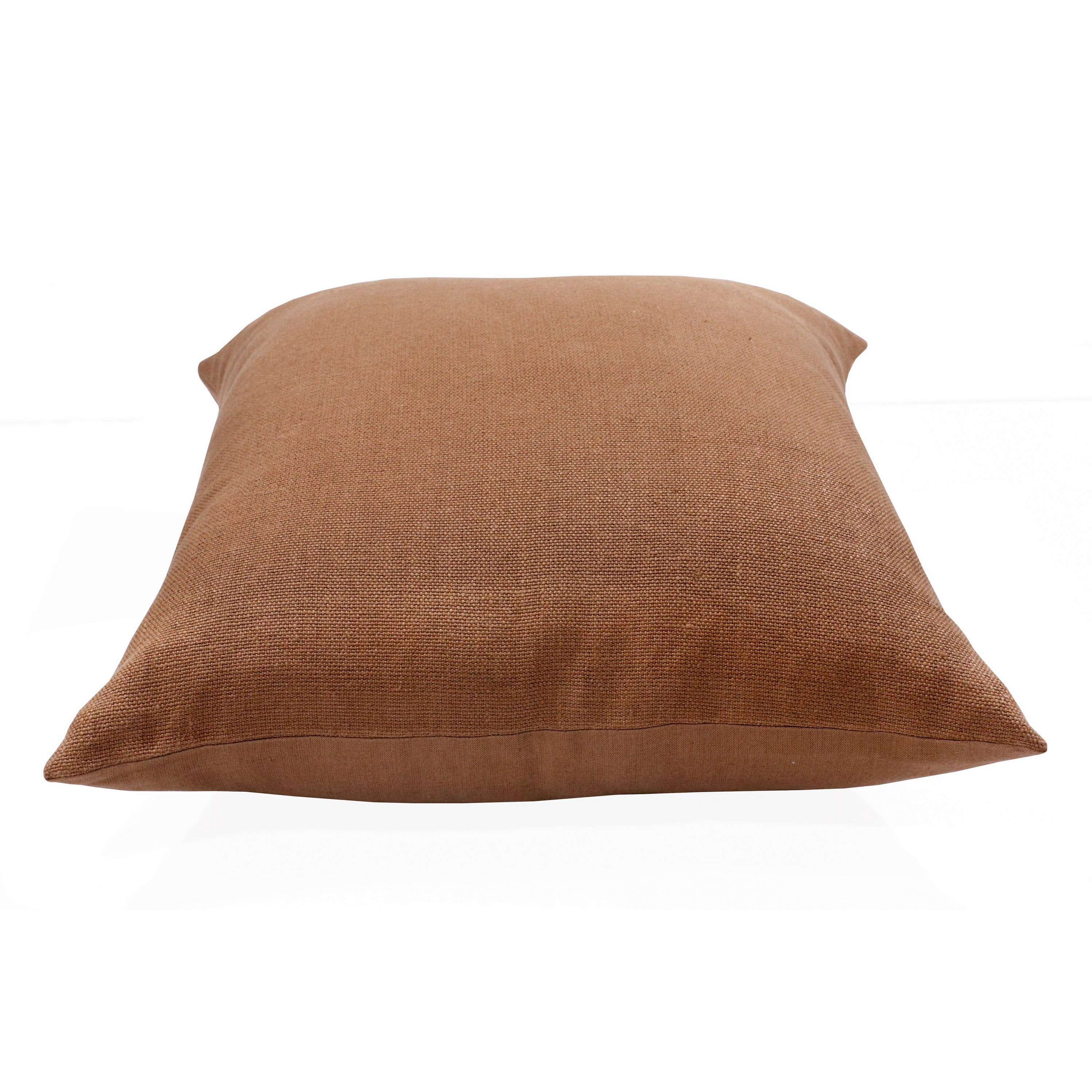 Ox Bay Euro Hand-Woven Brown Solid Linen Throw Pillow, 20" x 20"