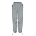 thumbnail image 4 of Diufon Cargo Pants for Women Elastic Waist Side Drawstring Pleated Lounge Pants with Pockets Solid Color Pants, 4 of 6