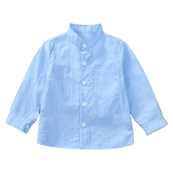 fatyb Toddler Boys Girls Button down Shirts Long Sleeve Kids School Uniform Dress Shirts with Pocket