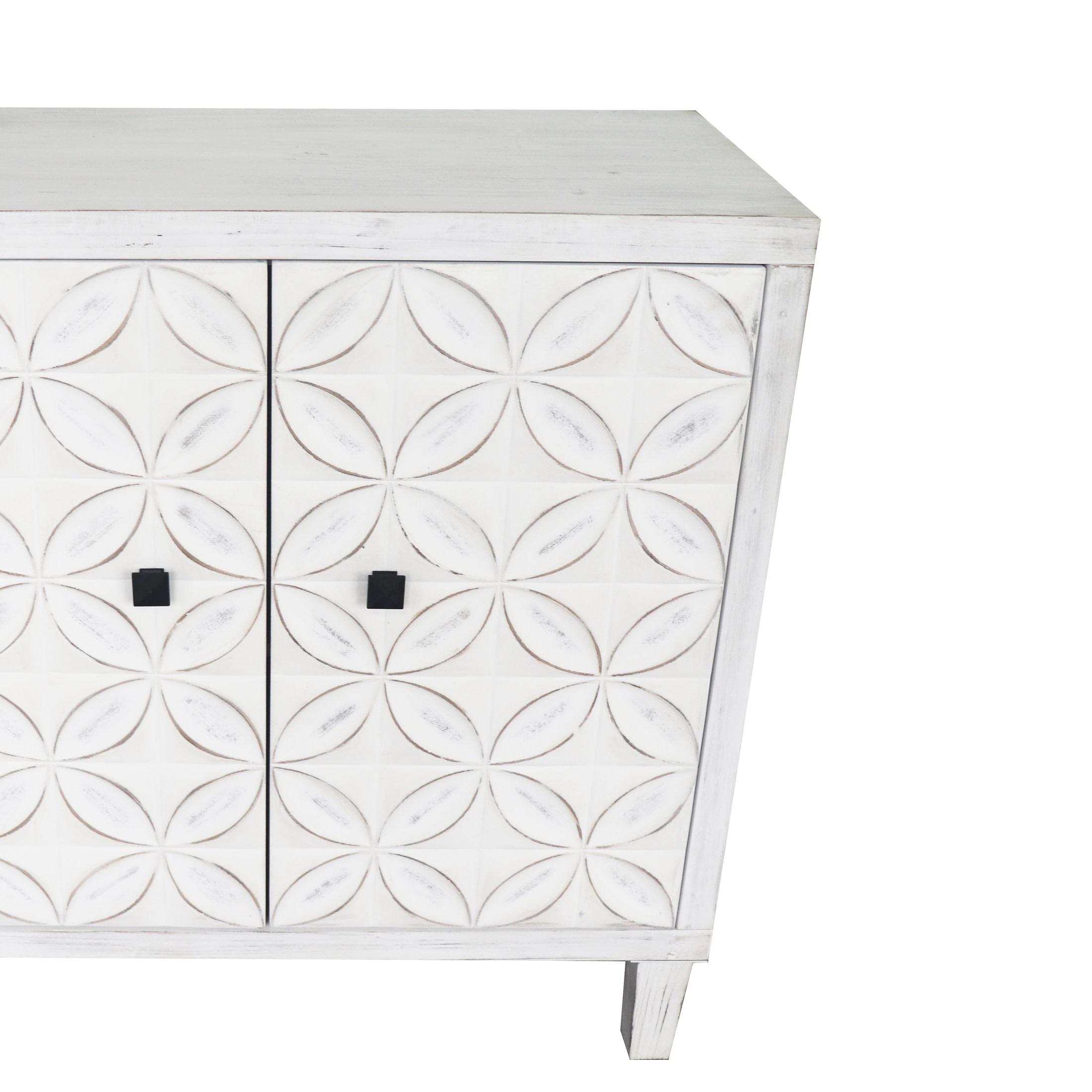 Noble House Shabby Chic Accent Cabinet, 4 Doors with Adjustable Shelves, for Living Room, Dining Room, White Washed